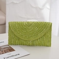 Straw green woven clutch bag with unique semi-circular overlapping textures - 26*17cm / Green