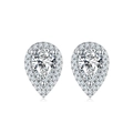 Elegant silver S925 pear cut moissanite halo stud earrings with a shiny polished finish - Stud Earrings 0.5CT/Pair