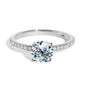 Classic 14K white gold solitaire ring featuring a round cut diamond in 4-prong setting - US Size 5 / HK Size 11 / 3 Carat (White Moissanite)