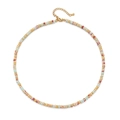 Bohemian handmade colorful natural stone beaded necklace with adjustable gold chain - Shoushan Stone Natural Texture Style
