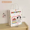 Detail view of cartoon gift bag with Happy Birthday text and size info 21x27x11cm - 5# Happy Birthday / L