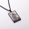 Retro black stainless steel Virgo zodiac square pendant necklace for men - Virgo / Black
