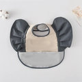 Waterproof baby bib with frilled wings in beige and grey color block design - Wings - Beige And Dark Gray / One Size