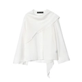 Minimalistisches weißes Langarmhemd für Damen mit asymmetrischem Schichtdesign - XS / Weiß