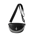 Borsa a mezzaluna nera con catena punk argento e dettaglio con ciondolo a stella - Nero