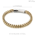 Heren rockstijl tweekleurige drakenbot armband van roestvrij staal goud en zilver - 5mm Geborstelde Gouden Armband
