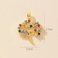 Macro shot of gold tree of life pendant with colorful gems and size 2.7cm by 2.2cm - 0370-10 Gold Colorful Tree Pendant