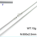 Zilveren 2,5mm slangenketting van roestvrij staal, 600mm lengte met stevige karabijnsluiting - Zilver 2.5mmx600mm(KN203767-Z)