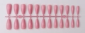Detail view of 24 pieces pink glossy coffin ballerina press on nails set on a frame - Light Pink (ZBLL-14)