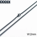 2mm men's curb chain necklace in matte black stainless steel with lobster clasp - 2mm Black / Necklace 45cm