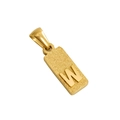 Rectangle gold titanium steel pendant featuring a matte finish and polished letter W - W-Single Pendant