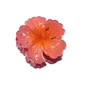 Pink and orange gradient hibiscus flower hair claw clip with transparent glossy finish - Hibiscus Flower Claw [Watermelon Red]