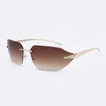 Gafas de sol sin montura con lentes degradadas marrones y patillas de metal dorado - Oro/Degradado Té
