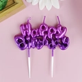 Purple metallic Happy Birthday candle topper with pearl finish for cake decoration - Metallic Purple - Happy Birthday