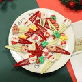Christmas hair clips set with resin Santa and reindeer on red and yellow BB clips - Christmas Snap Hair Clip 1pc