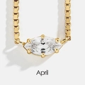 14K Licht Goud + Witte Steen (April/Kristal)