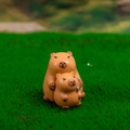 Cute brown resin capybara figurines with big and small pair for desktop decor - No. 3 Mom and Baby