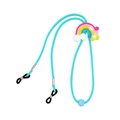 Blue kids' eyeglass strap with rainbow silicone decor and adjustable bead detail - Rainbow