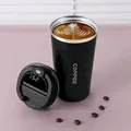 Black matte stainless steel coffee tumbler with smart digital temperature display lid - 510ml / Smart Display - Black