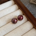 Orecchini a perno tondi rosso scuro minimalisti placcati oro con ago in argento - 78# Perno d'argento - Viola - Diametro 12mm