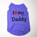 Detail der weichen lila Haustierweste mit I Love My Daddy Aufdruck für kleine Hunde - M / Lila I Love Daddy