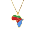 Vintage stainless steel African map pendant necklace with Eritrea flag colorful pattern - Eritrea