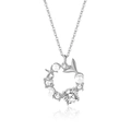 Silver S925 necklace with butterfly wreath pendant featuring starfish and pearl elements - White Gold Color (DY930)