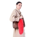 Extra large fluffy red fox fur tail pendant for handbag accessory with metal clasp - 40CM / Bright Red (Q)
