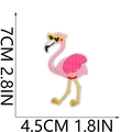 Pink flamingo embroidery patch with heart sunglasses, size 7cm x 4.5cm for bags - Style 7 - Flamingo With Sunglasses