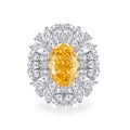 S925 sterling silver ring featuring a yellow oval cut center stone with halo diamonds - US 6 / Oval Double Halo Goose Yellow Style (FDJZ-059)