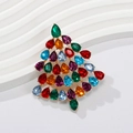Elegant Christmas tree brooch with colorful gemstones set on a gold-plated base - HC0988 Gemstone Christmas Tree