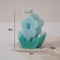 Candela profumata a forma di fiore con sfumatura blu e verde e misure 6x5x2,5cm - Fiore Blu Foglia Verde Scuro