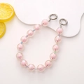 Pink faceted acrylic beaded strap with colorful spacers and silver metal spring ring clips - Pink