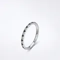 Minimalist S925 sterling silver ring featuring pave black and white cubic zirconia stones - US Size 5 / Black