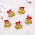 Ginger wool felt Christmas bell ornament with red bow and gold bell for DIY crafts - Bell / Yellow