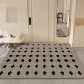 Minimalist beige clover patterned PVC entry mat with non-slip backing and black border - 100x120cm / Jing'an Hotel - Pineapple Pattern - Horizontal Layout