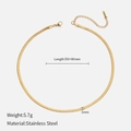 Detailed view of 3mm gold stainless steel flat snake chain necklace with size specifications - Gold-3mm-35+8cm