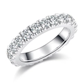 Sparkling Moissanite eternity ring in S925 sterling silver with U-shape prong setting - Size 6.5 / Silver-Large U-prong