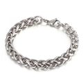 Bracelet hip hop en acier inoxydable argenté poli avec fermoir mousqueton sécurisé - Bracelet Chaîne Spiga Argenté (KB94356-K) / 8mm*200mm