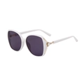 Lunettes de soleil polarisées carrées monture blanche avec détails strass dorés - Monture Blanc Cassé Lentille Violette (C3)