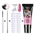 Pink Poly Nail Gel Kit with 15ml gel, brush, steel pusher, clip and 20 nail molds - Pink