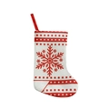 Mini Christmas stocking cutlery holder with red snowflakes and white burlap texture - Snowflake White Style / White
