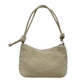 Elegante borsa a spalla plissettata bianco crema con nodi decorativi e zip argento - Verde