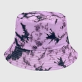 Cappello a secchiello tie-dye viola e nero con tesa rinforzata e tessuto in cotone moda - M (56-58cm) / Tie-Dye Viola Nero Fumo (09)