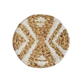 Handcrafted Nordic style round woven wall decor with white geometric embroidery - Type C (Boho Diamond)