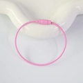 Pink coated stainless steel wire keychain ring with secure screw closure mechanism - Deep Pink