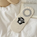 Chaussettes invisibles beige avec motif pingouin mignon et pois colorés doux - Taille unique / Manchot / Beige