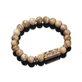 Handmade beaded bracelet with natural jasper stones and engraved Energetic charm - Energetic Engraved Plate (G1147-2)