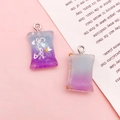 Ciondolo a forma di caramella viola con glitter e foglia d'oro per gioielli fai da te - 12x21mm / Caramella in Resina Blu Viola