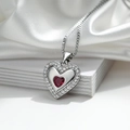 Exquisite gold-plated heart pendant necklace with red gemstone and zircon accents - Silver/Red Zirconia(23547)